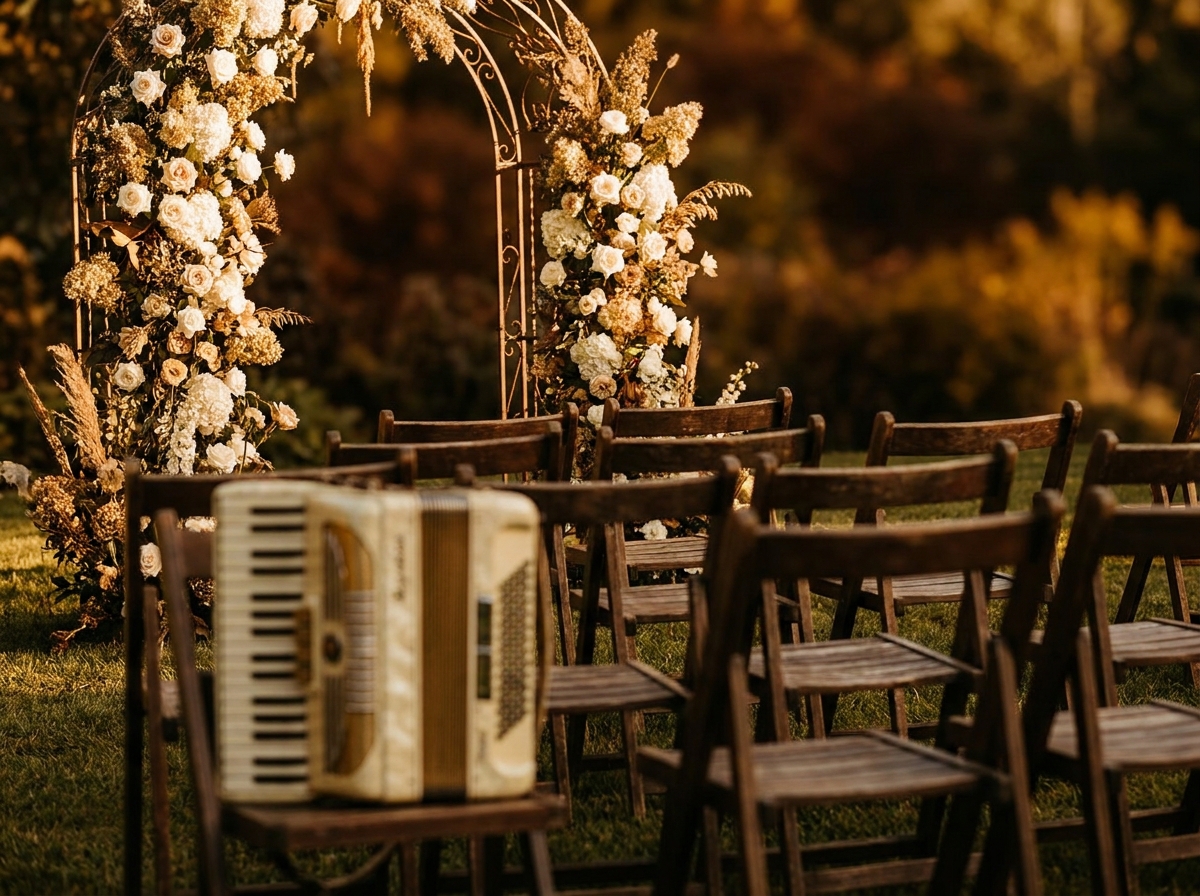 Accordion at an outdoor wedding ceremony